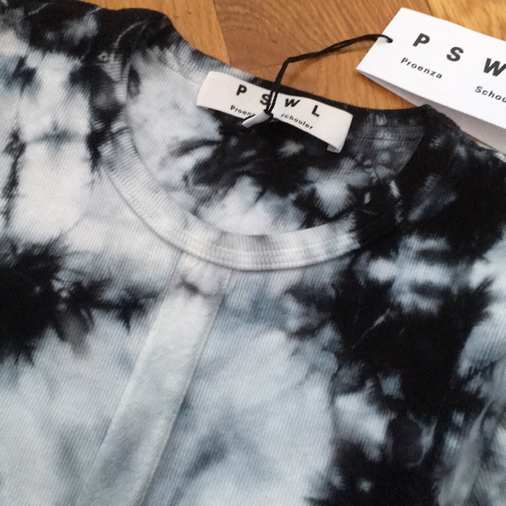 Proenza Schouler Tie Dye Ribbed Top Black White XS - Picture 6 of 10